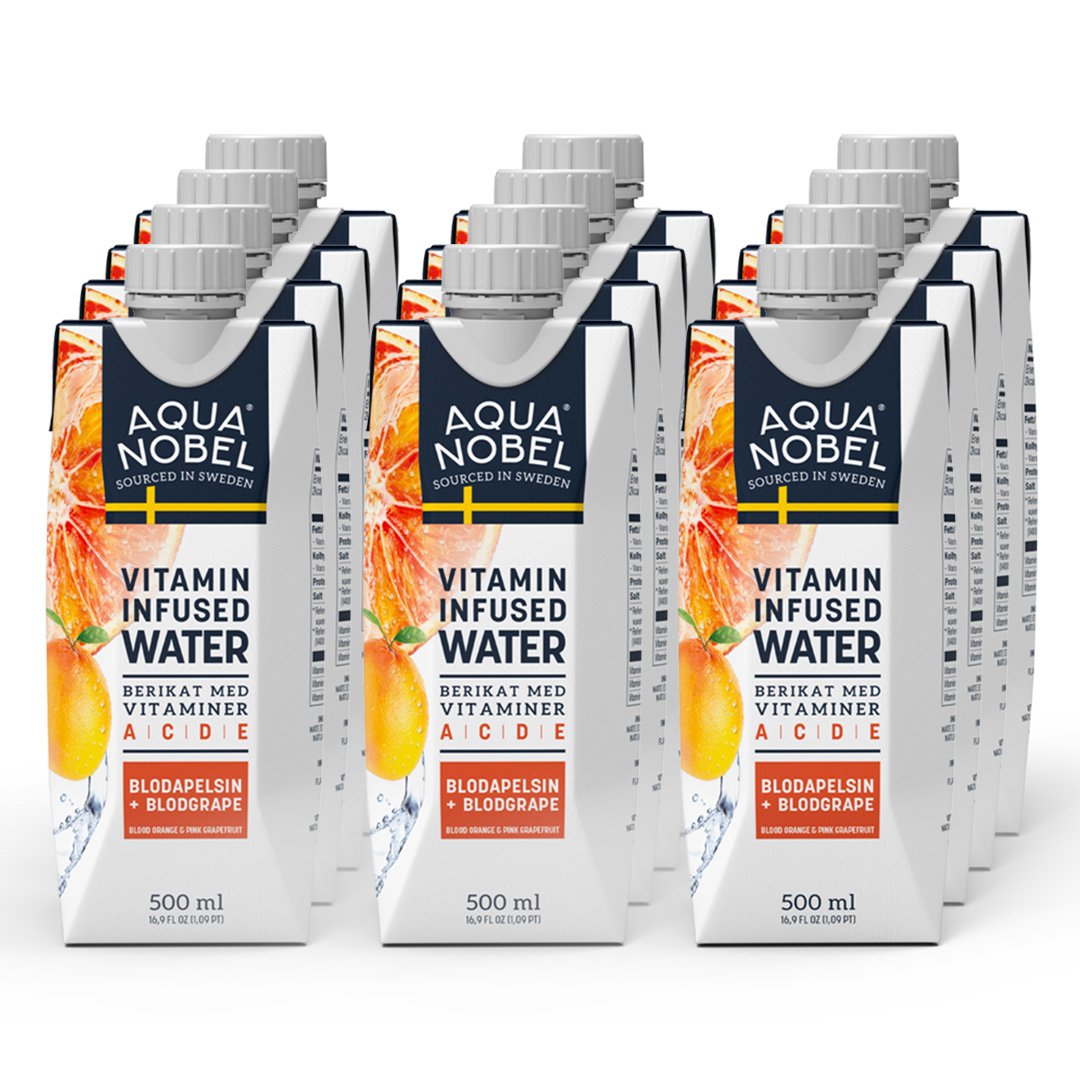 12 x Aqua Nobel Vitaminvatten 500 ml Blodapelsin Grapefrukt