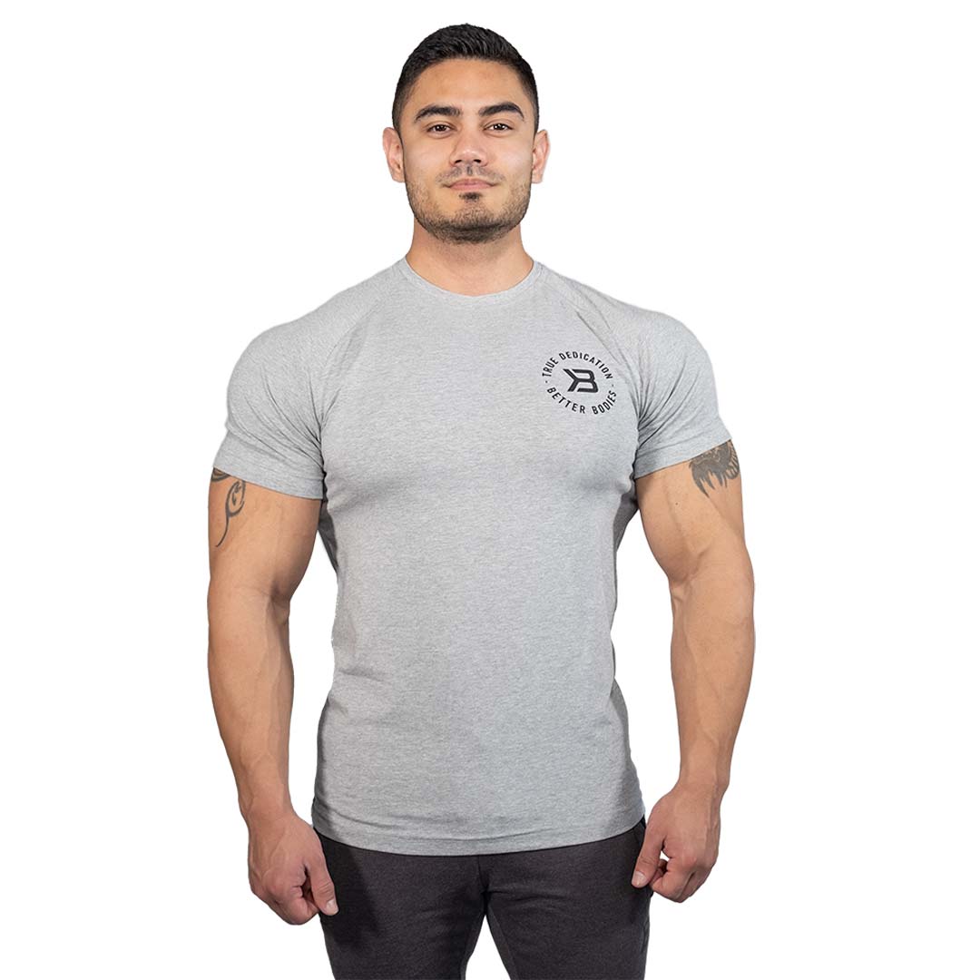 Better Bodies Gym Tapered Tee Light Grey Melange