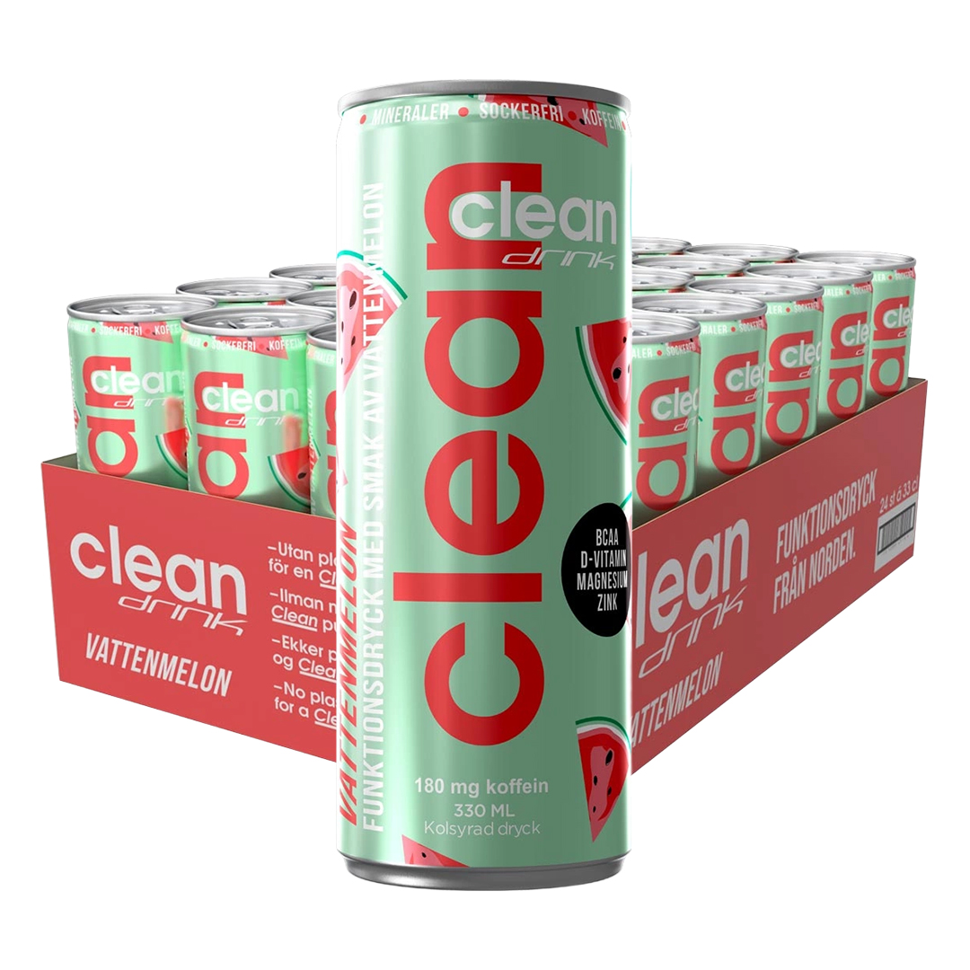 24 x Clean Drink 330 ml Vattenmelon