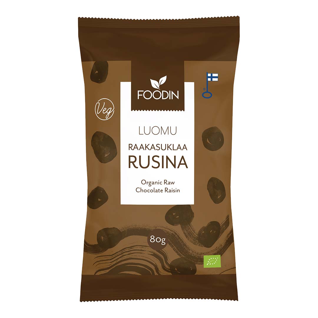 Foodin Raw Chocolate Coated Raisin Organic, 80 G