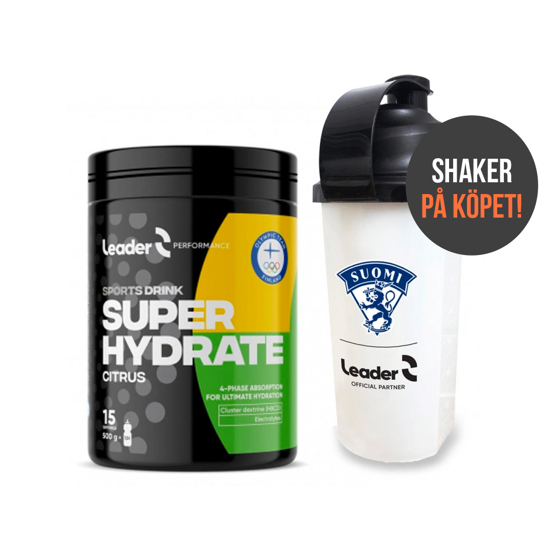 Leader Super Hydrate Sports Drink 500 g + gratis Shaker på köpet!