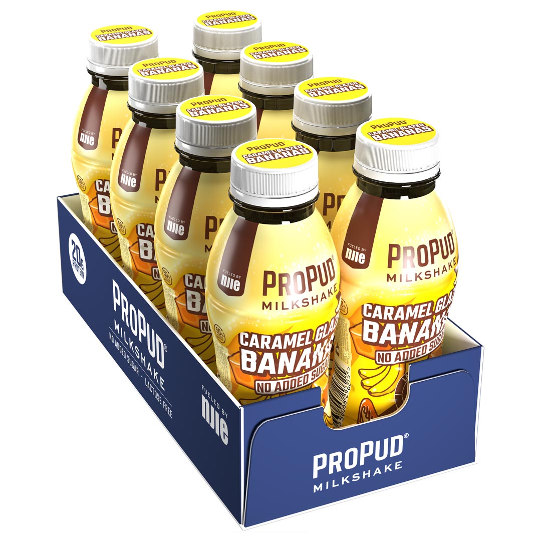 8 x NJIE ProPud Protein Milkshake 330 ml Caramel Glazed Bananas