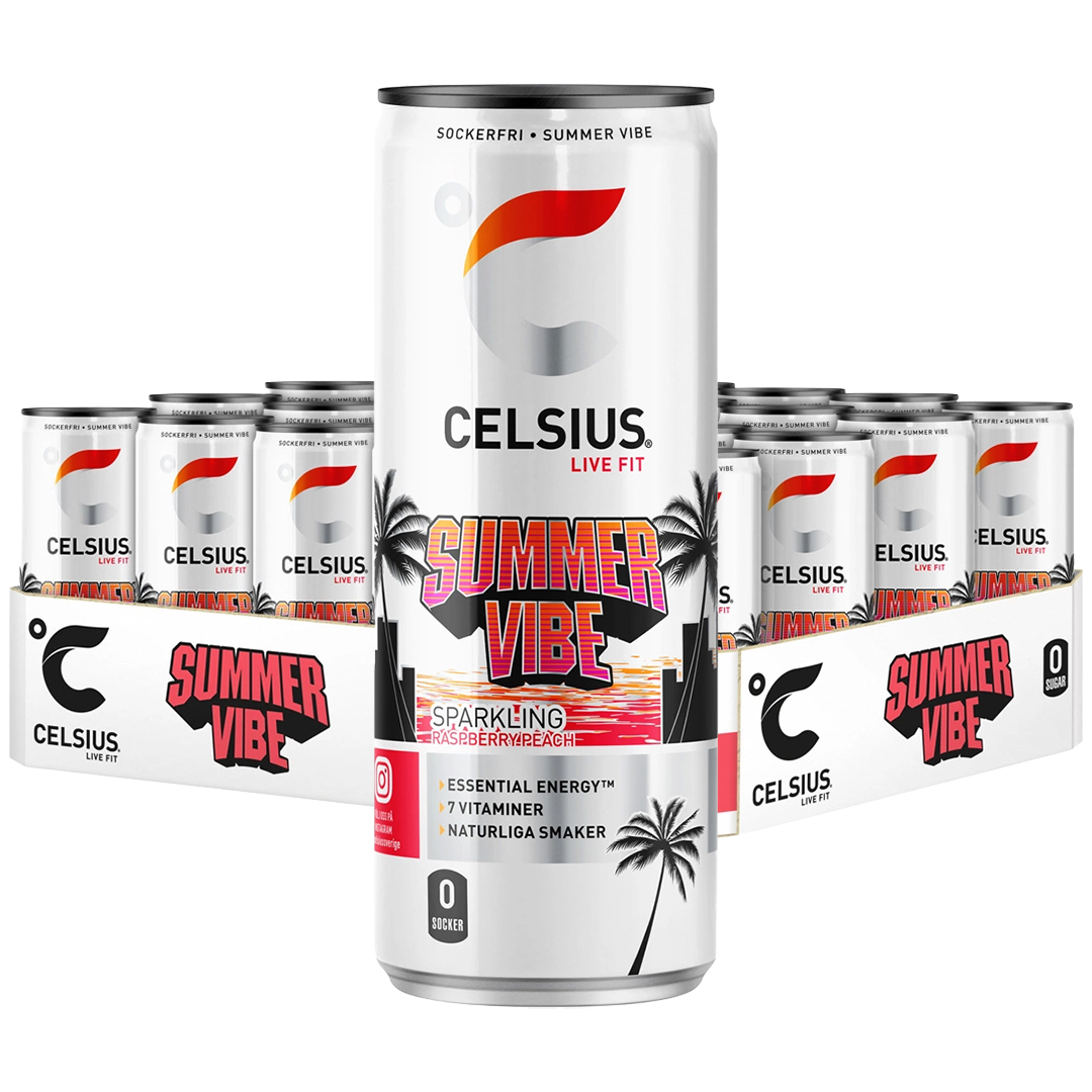 24 x Celsius 355 ml Summer Vibe - Raspberry Peach