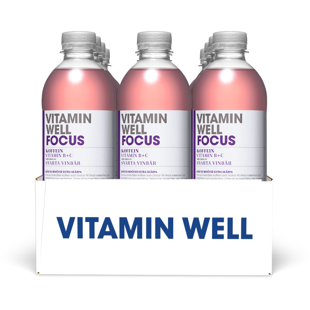 12 x Vitamin Well 500 ml Focus Svarta Vinbär