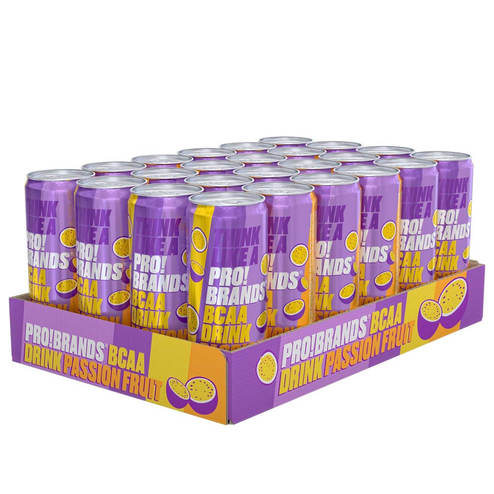 24 x Pro Brands BCAA Drink 330 ml Passionfruit (105 mg koffein)