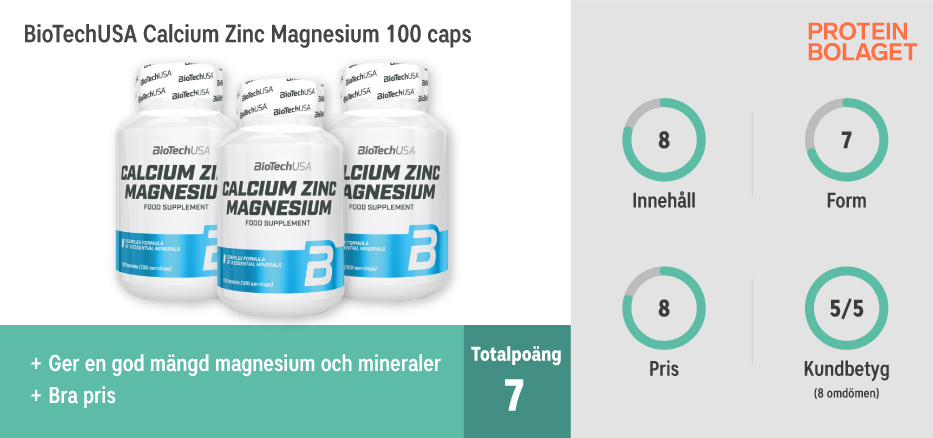 Magnesium bäst i test - BioTechUSA Calcium Zinc Magnesium 100 tabletter