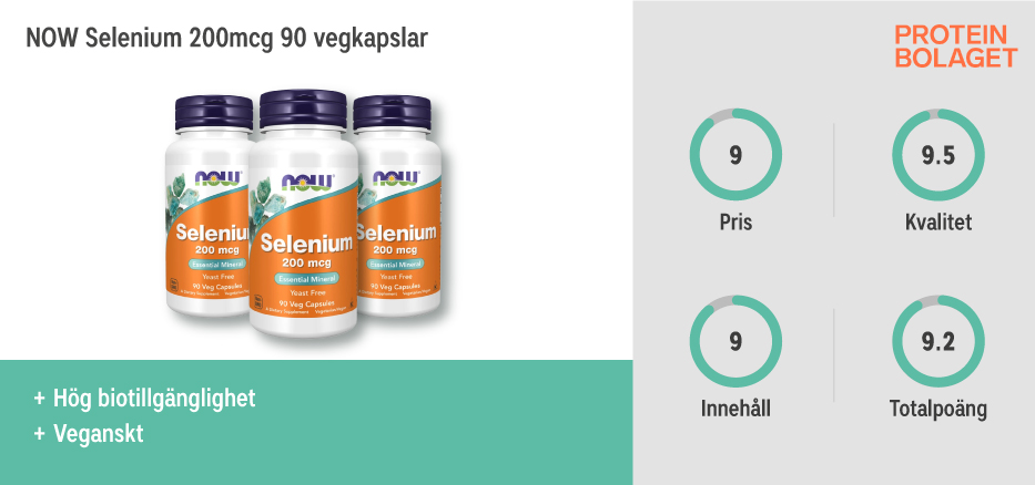 Selen bäst i test 2025 - Testvinnaren inom selentillskott: NOW Selenium 200 µg