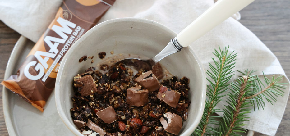 nyttig pannkaksgranola med proteinbar