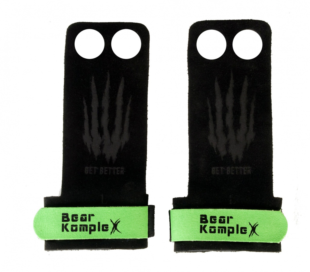 Bear KompleX 2 Hole Hand Grips Green i gruppen Träningsredskap & Utrustning / Dragremmar & Grepp hos Proteinbolaget (PB-0001)