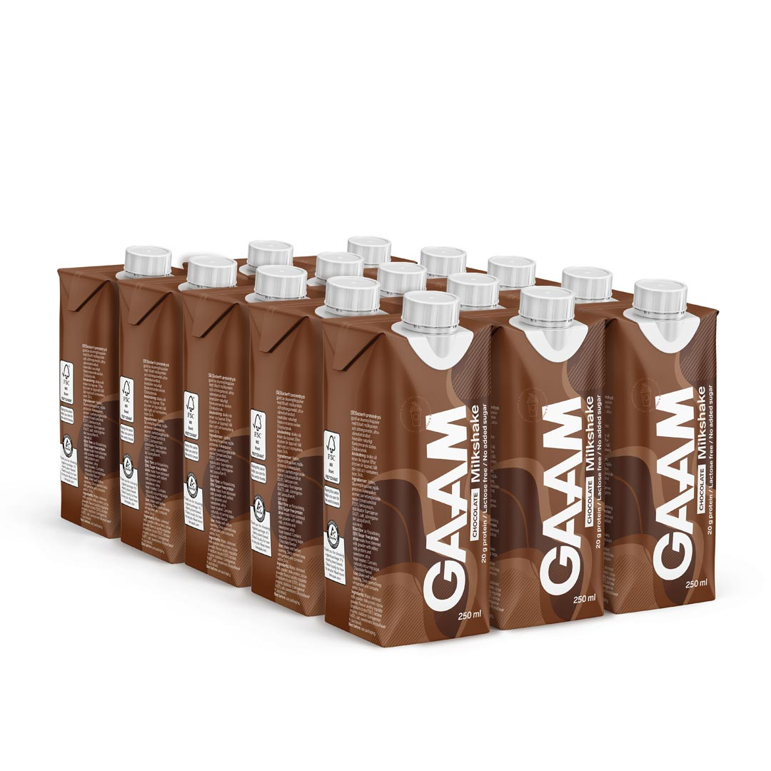 15 x GAAM Milkshake 250 ml Chocolate i gruppen Drycker / Proteindryck hos Proteinbolaget (PB-051632)