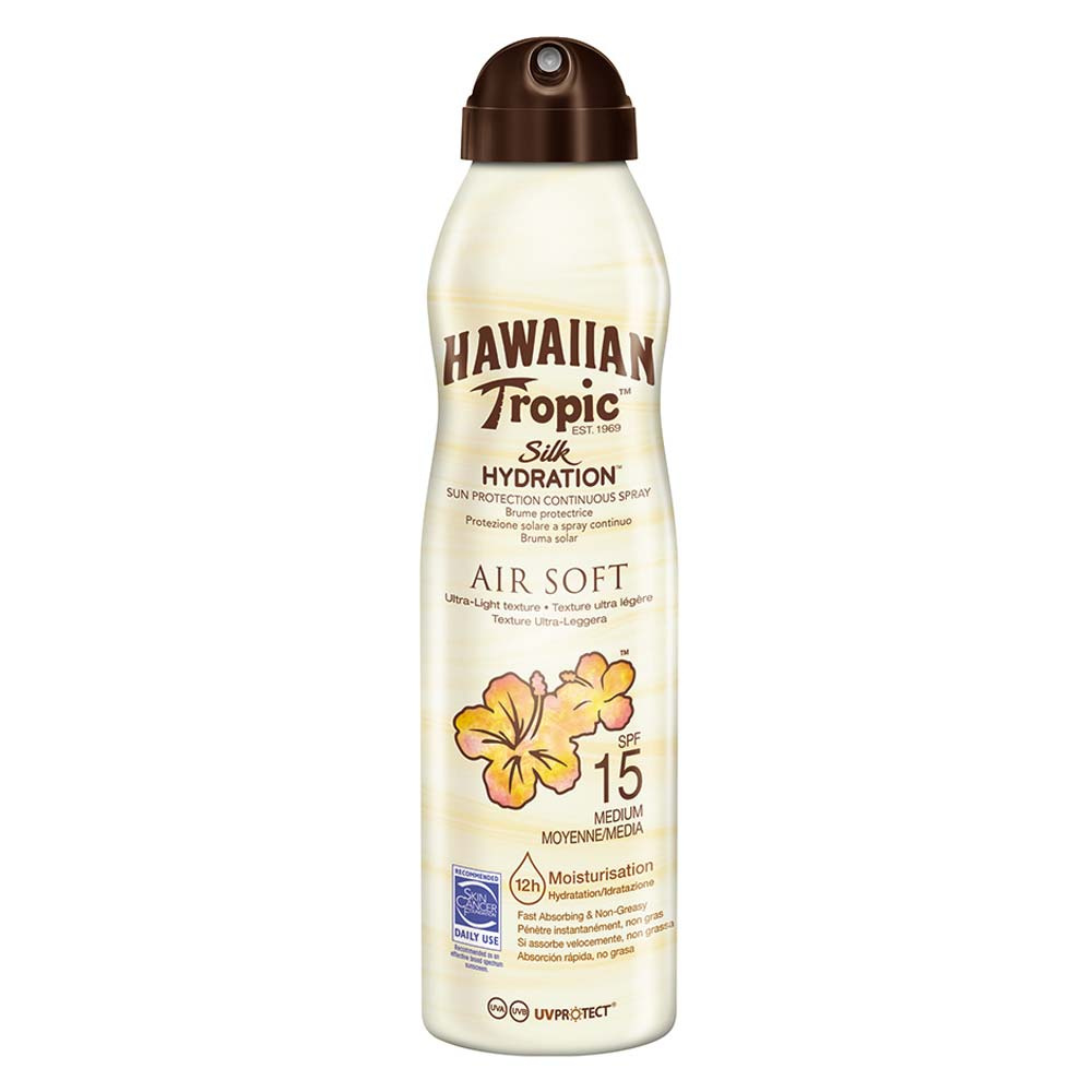 Hawaiian Tropic Silk Hydration Air Soft C-Spray 15 SPF 177 ml i gruppen Träningsredskap & Utrustning / Kroppsvård hos Proteinbolaget (PB-1302)