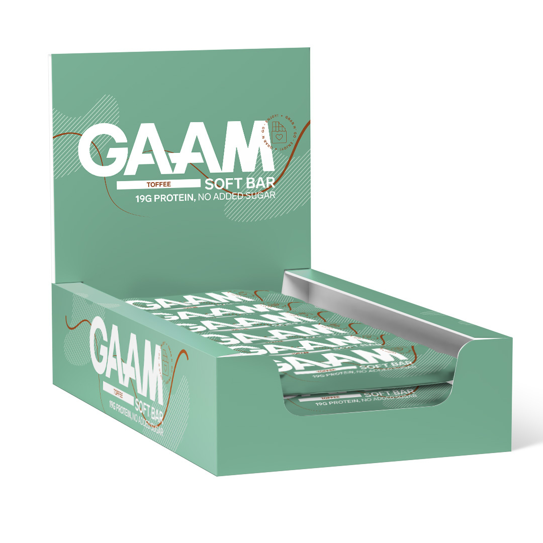 12 x GAAM Soft bar 55 g Toffee i gruppen Bars / Proteinbars hos Proteinbolaget (PB-13239)