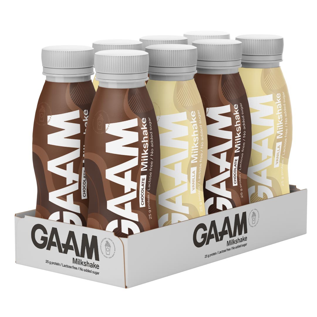 8 x GAAM Milkshake Mix 330 ml i gruppen Drycker / Proteindryck hos Proteinbolaget (PB-136)