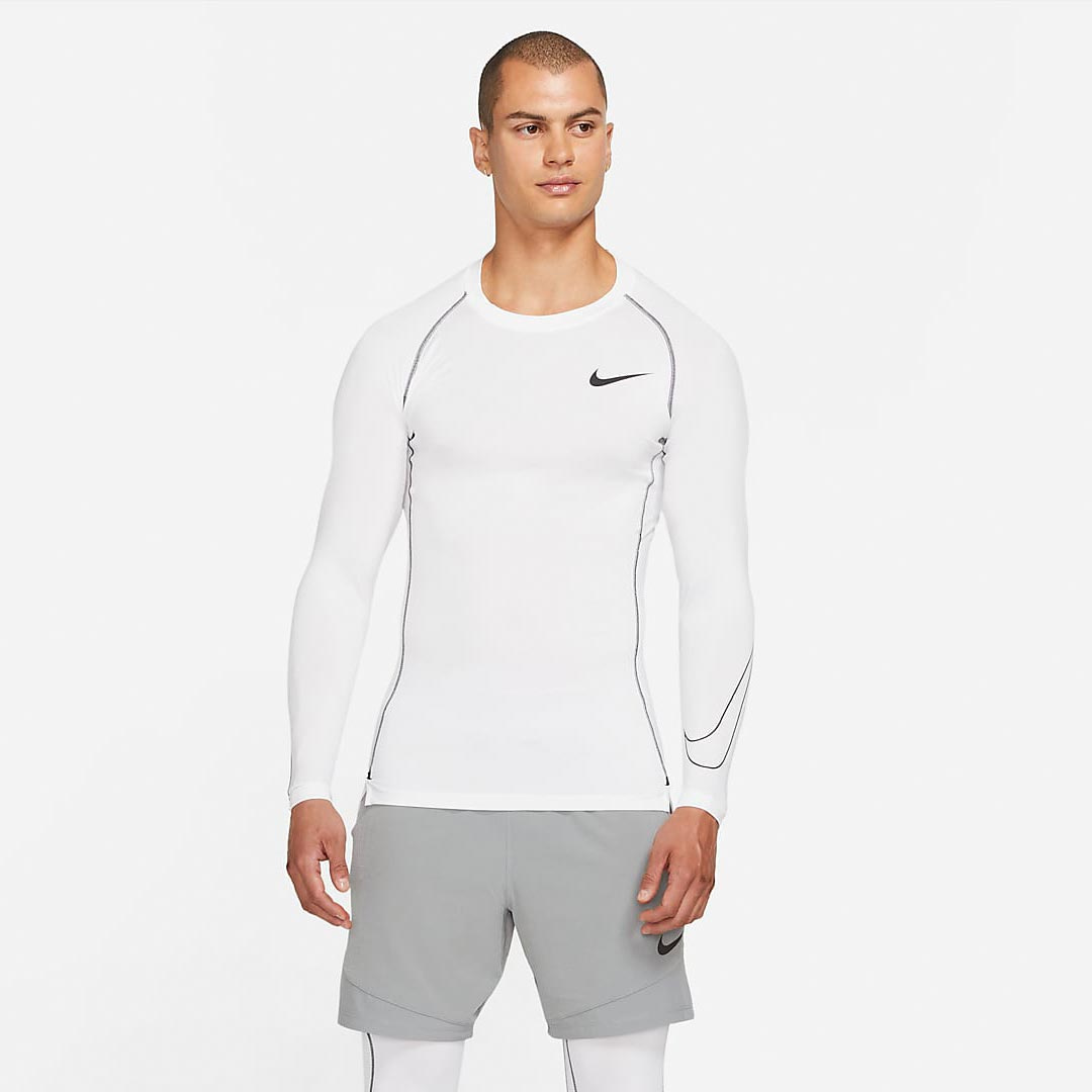 Nike Pro Dri-FIT Long Sleeve White i gruppen Träningskläder / Tröjor hos Proteinbolaget (PB-14266)