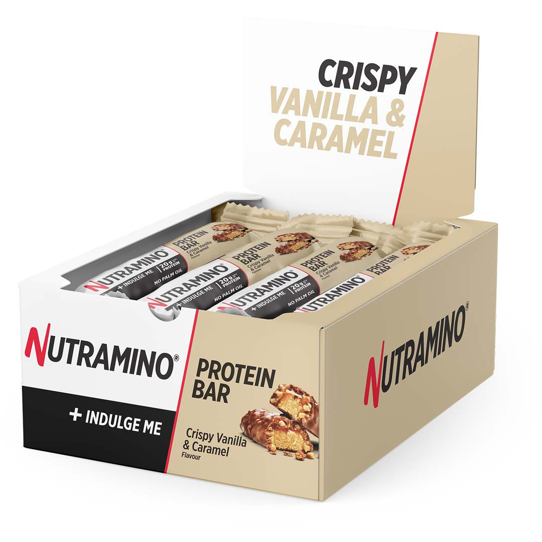 12 x Nutramino Proteinbar 55 g Crispy Vanilla & Caramel i gruppen Bars / Proteinbars hos Proteinbolaget (PB-1447)