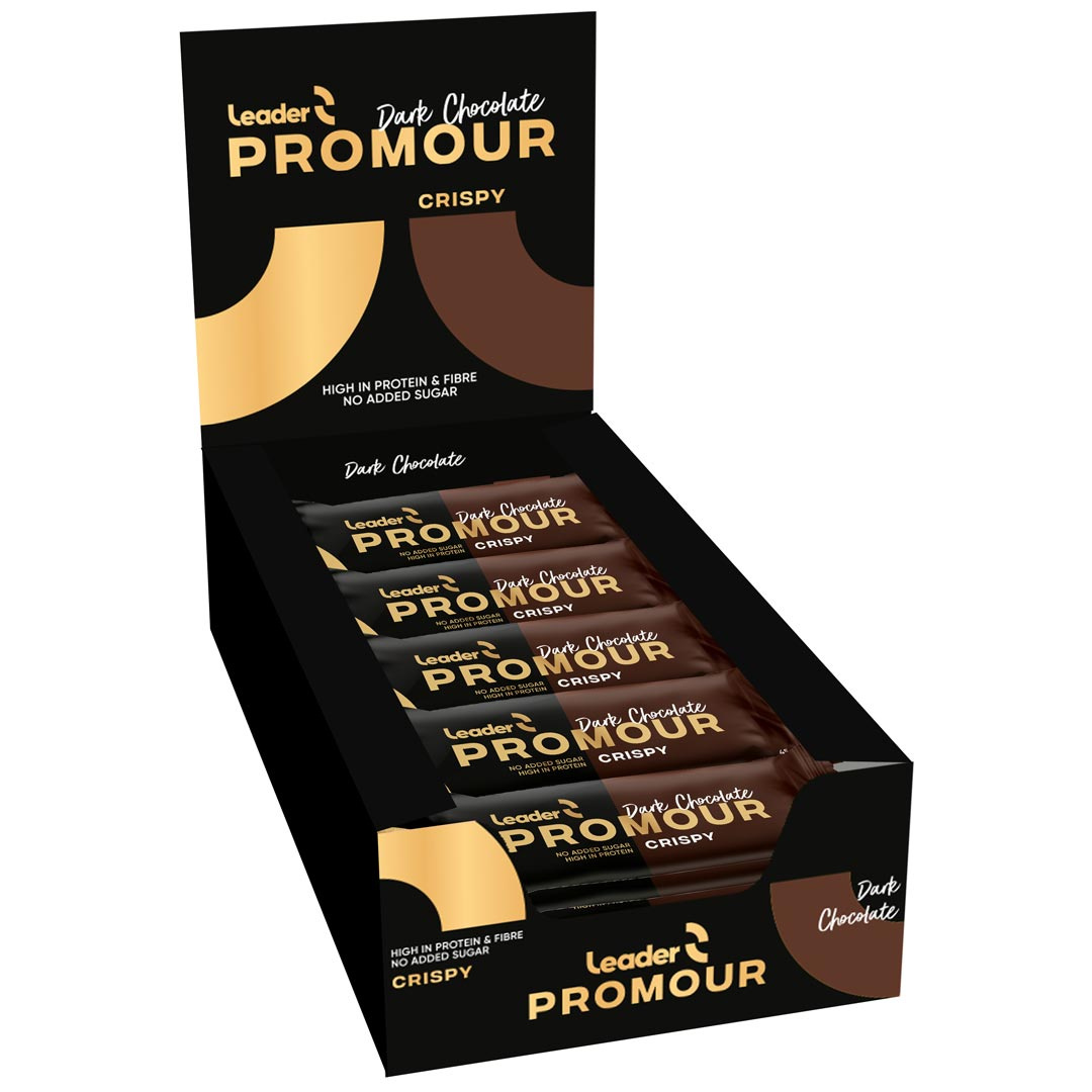 18 x Leader Promour Bar 45 g Dark Chocolate i gruppen Bars / Proteinbars hos Proteinbolaget (PB-152000)
