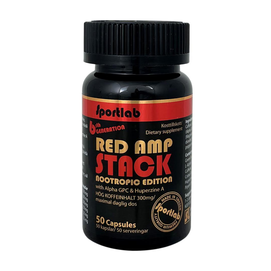 SportLab Red Stack AMP Nootropic edition 50 caps i gruppen Kosttillskott / Viktminskning / Uppiggande fettförbrännare hos Proteinbolaget (PB-1524)