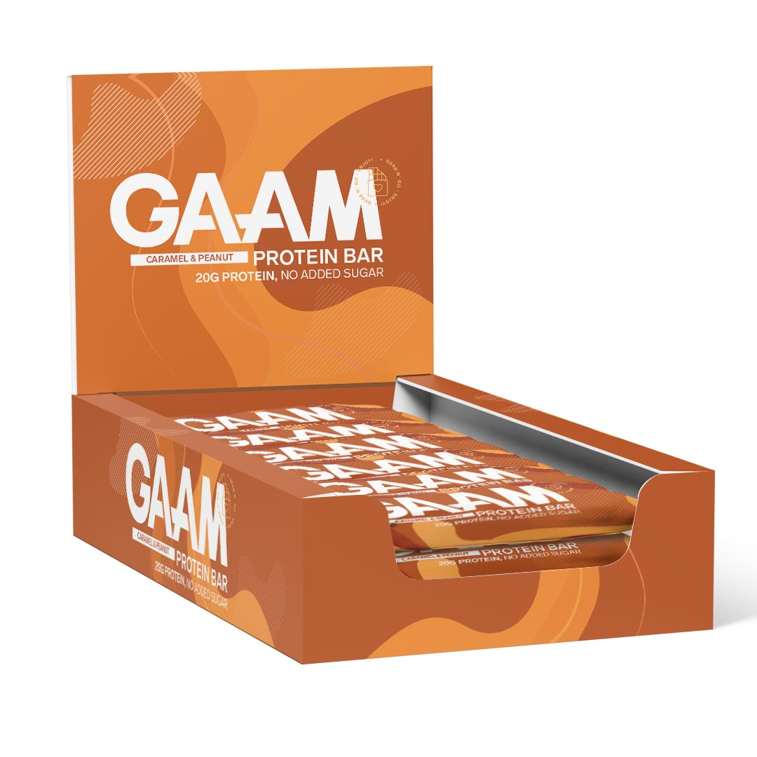 12 x GAAM Protein bar 55 g Caramel & Peanut i gruppen Bars / Proteinbars hos Proteinbolaget (PB-15782)