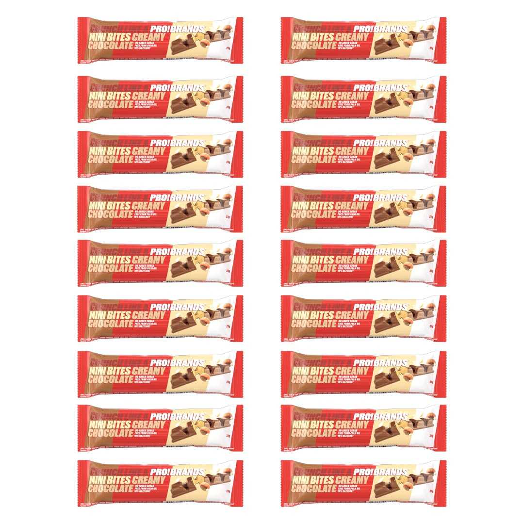 18 x Pro Brands Snack Bar Minibites 21 g Creamy Chocolate i gruppen Bars / Energibars hos Proteinbolaget (PB-15793)