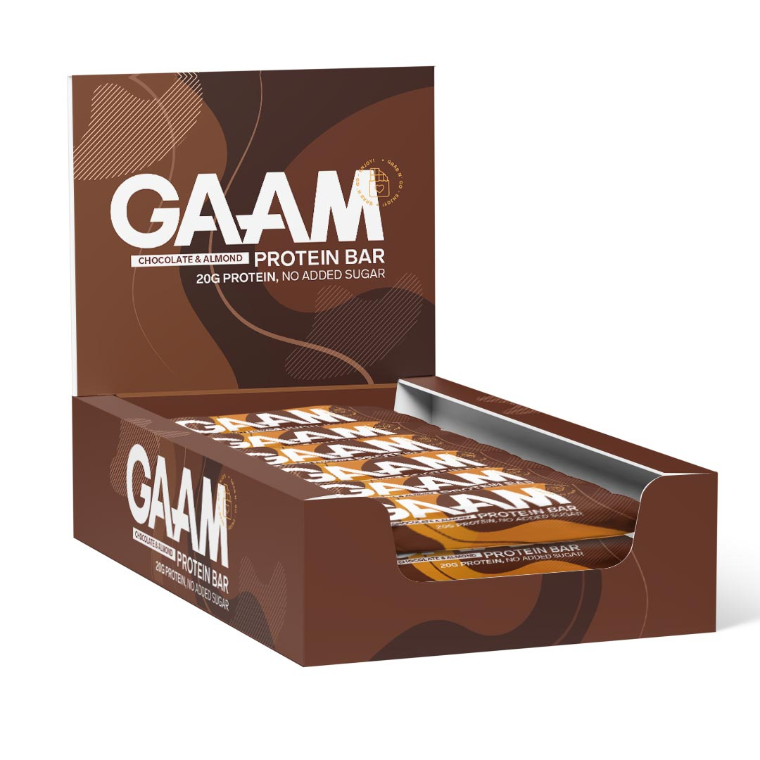 12 x GAAM Protein bar 55 g Chocolate & Almond i gruppen Bars / Proteinbars hos Proteinbolaget (PB-16948)