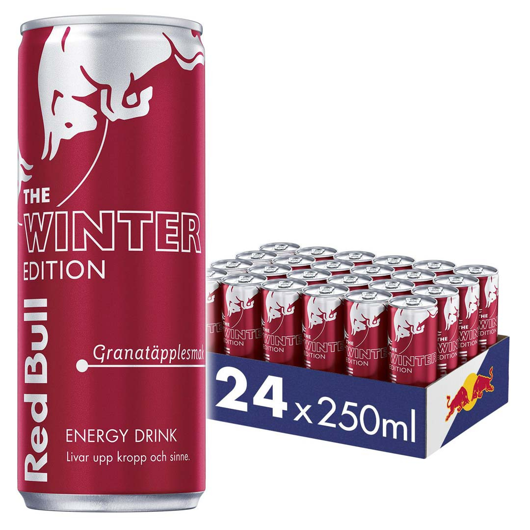 24 x Red Bull Energy Drink 250 ml Winter Edition Granatäpple i gruppen Drycker / Energidryck hos Proteinbolaget (PB-1752)