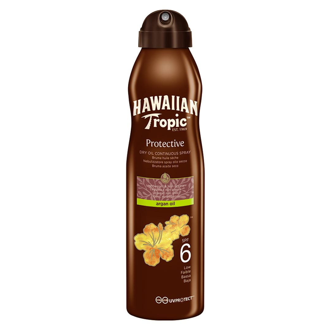 Hawaiian Tropic Dry Oil Argan C-spray SPF 6 177 ml i gruppen Träningsredskap & Utrustning / Kroppsvård hos Proteinbolaget (PB-1797)