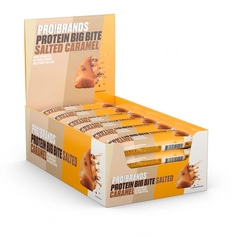 12 x Pro Brands Big Bite 45 g Salted Caramel i gruppen Bars / Proteinbars hos Proteinbolaget (PB-18418)