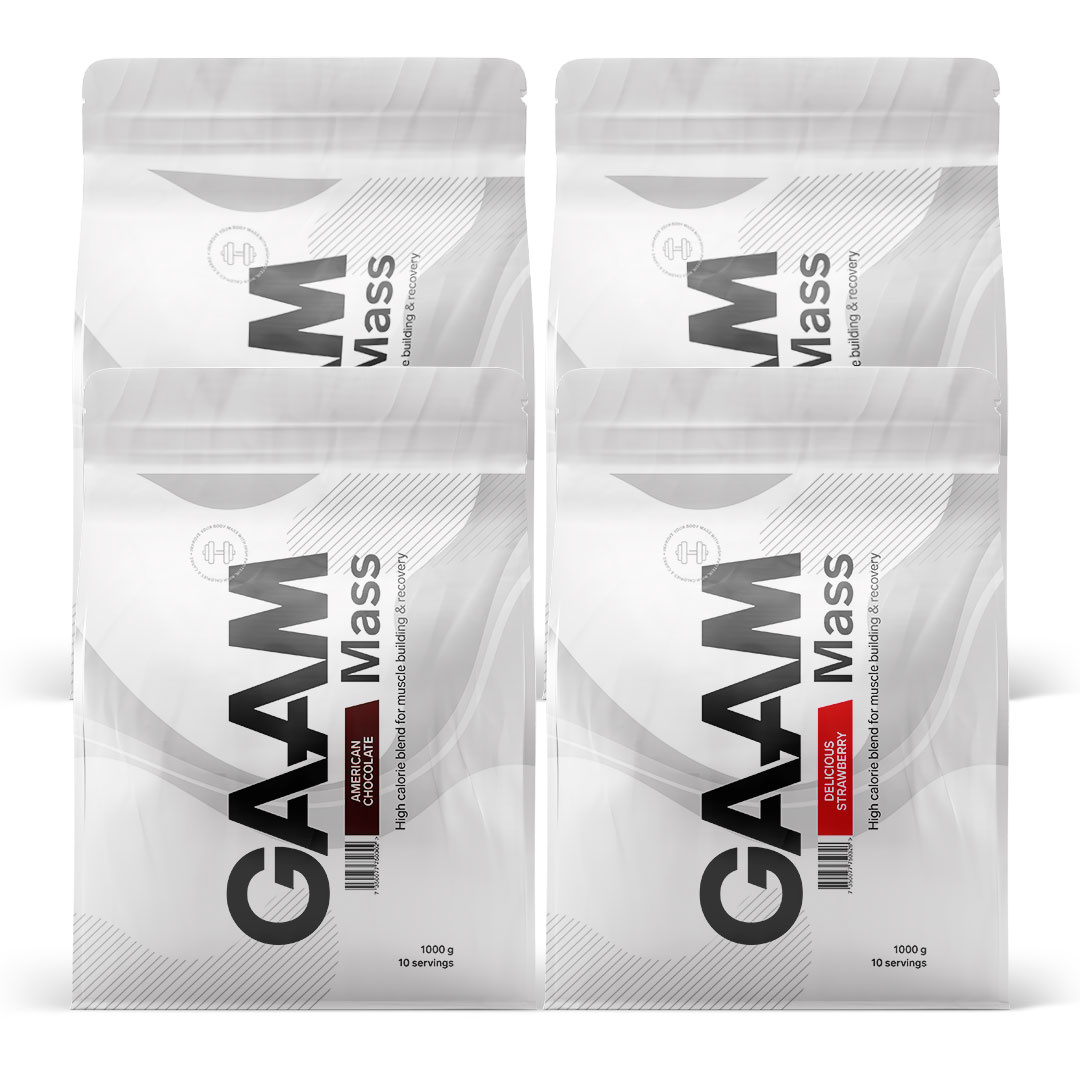 4 x GAAM 100% MASS Premium 1 kg i gruppen Kosttillskott / Gainer hos Proteinbolaget (PB-1945)