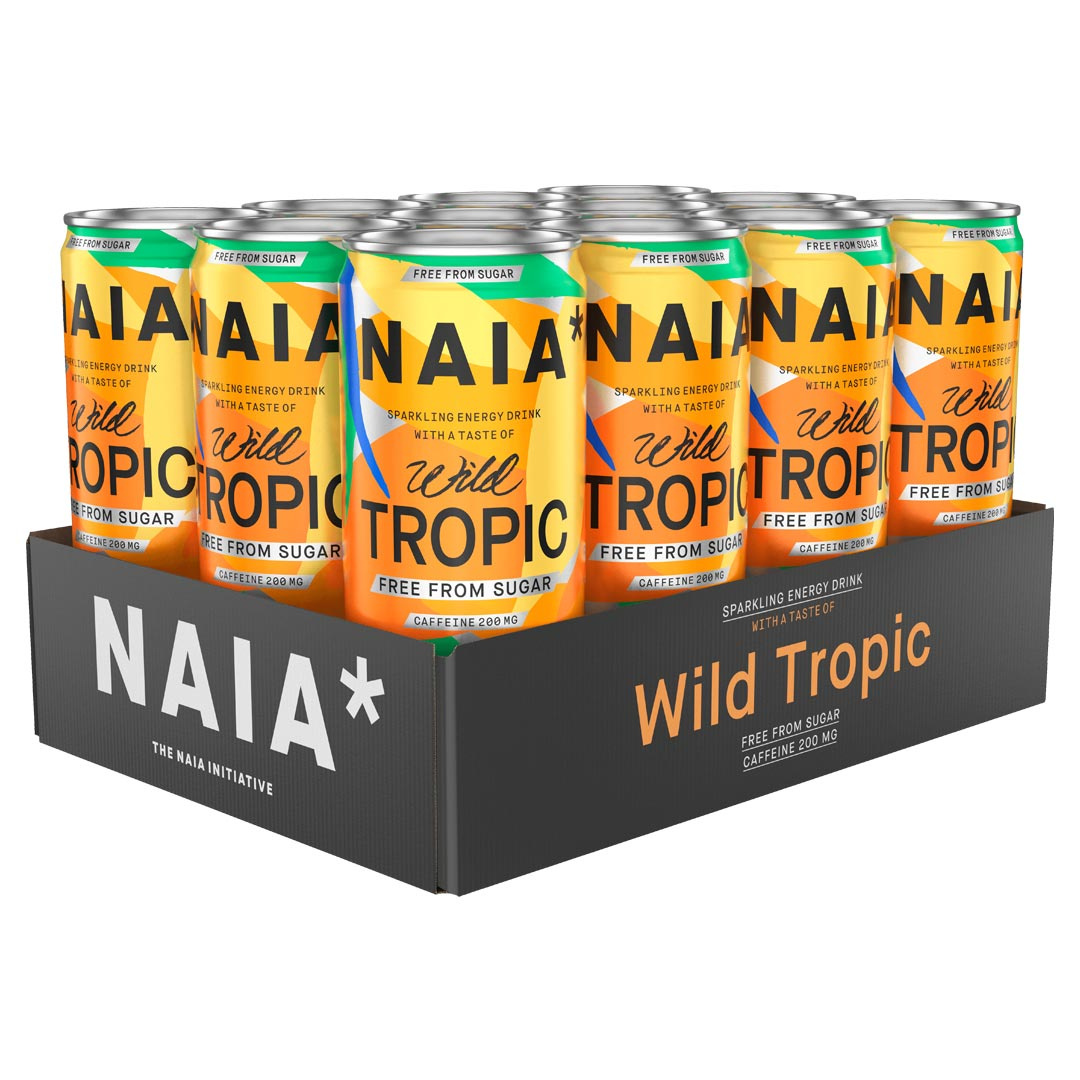 12 x NAIA* Energy BCAA 330 ml Wild Tropical i gruppen Drycker / Energidryck hos Proteinbolaget (PB-201200)