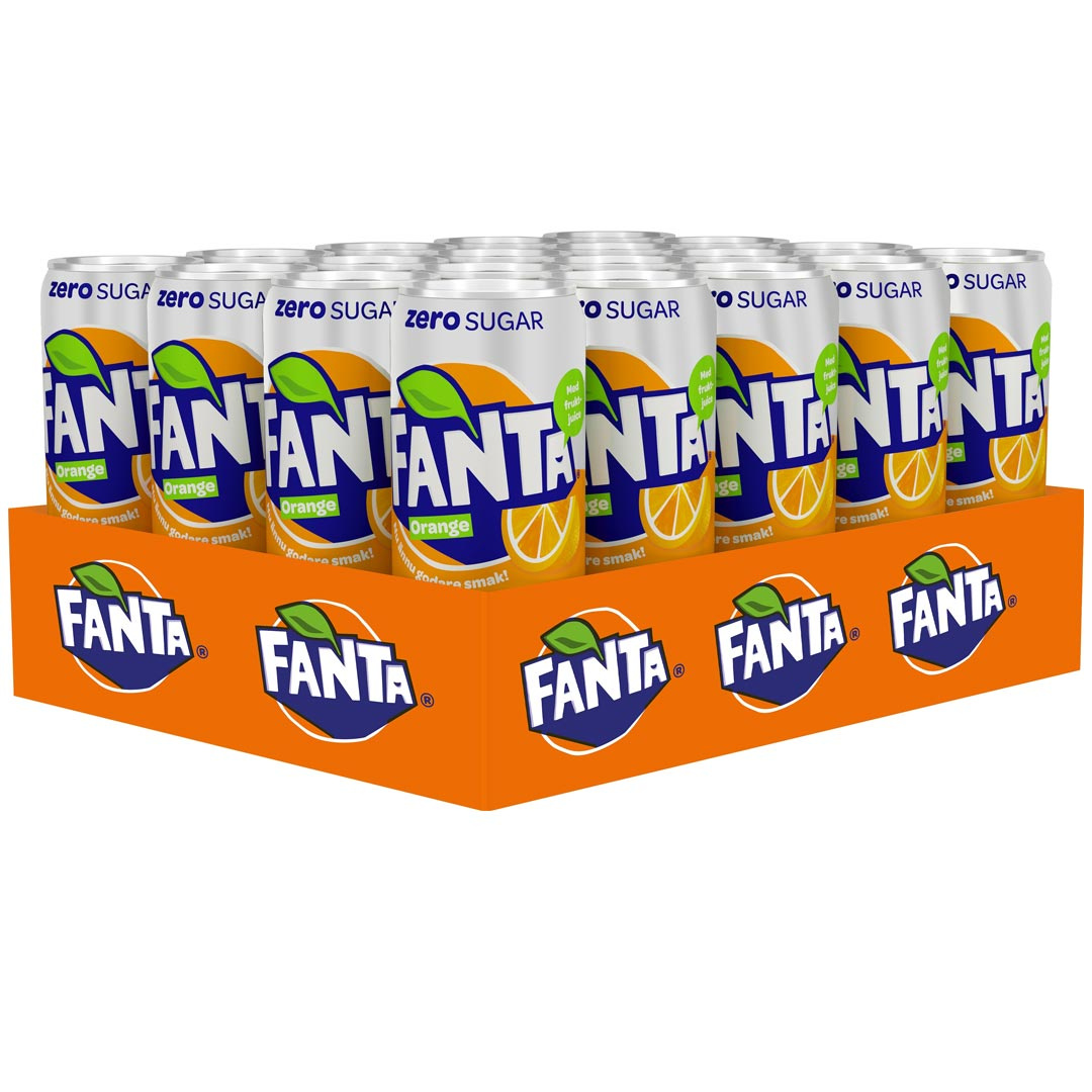 20 x Fanta Orange Zero 330 ml i gruppen Drycker / Sockerfri läsk hos Proteinbolaget (PB-2202186)