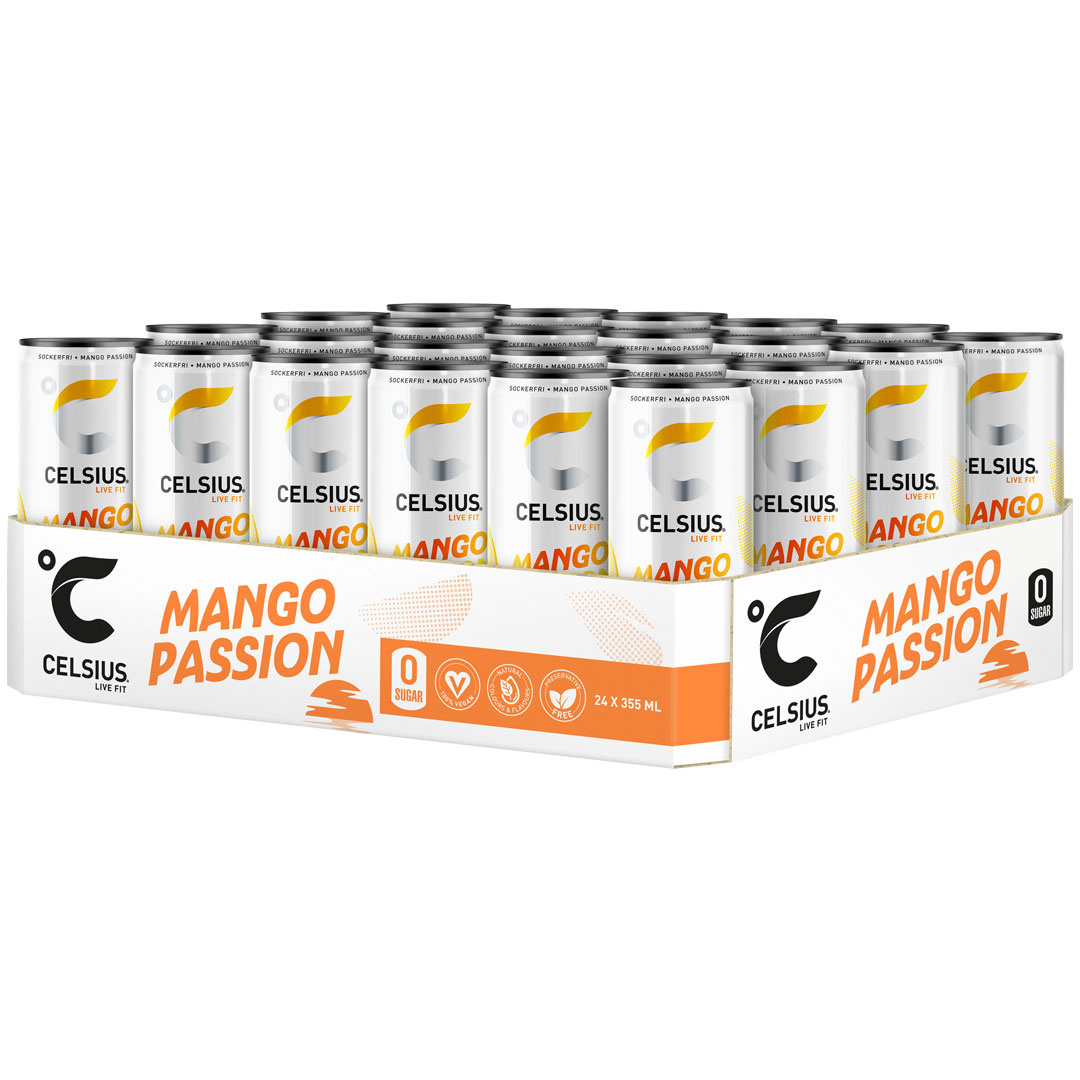 24 x Celsius 355 ml Mango Passion i gruppen Drycker / Energidryck hos Proteinbolaget (PB-220810)