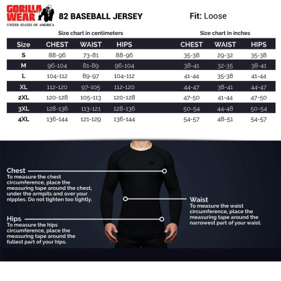 Gorilla Wear 82 Baseball Jersey Black