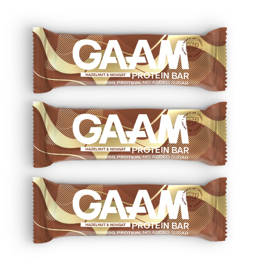 3 x GAAM Protein Bar Hazelnut & Nougat i gruppen Bars / Proteinbars hos Proteinbolaget (PB-2306286)