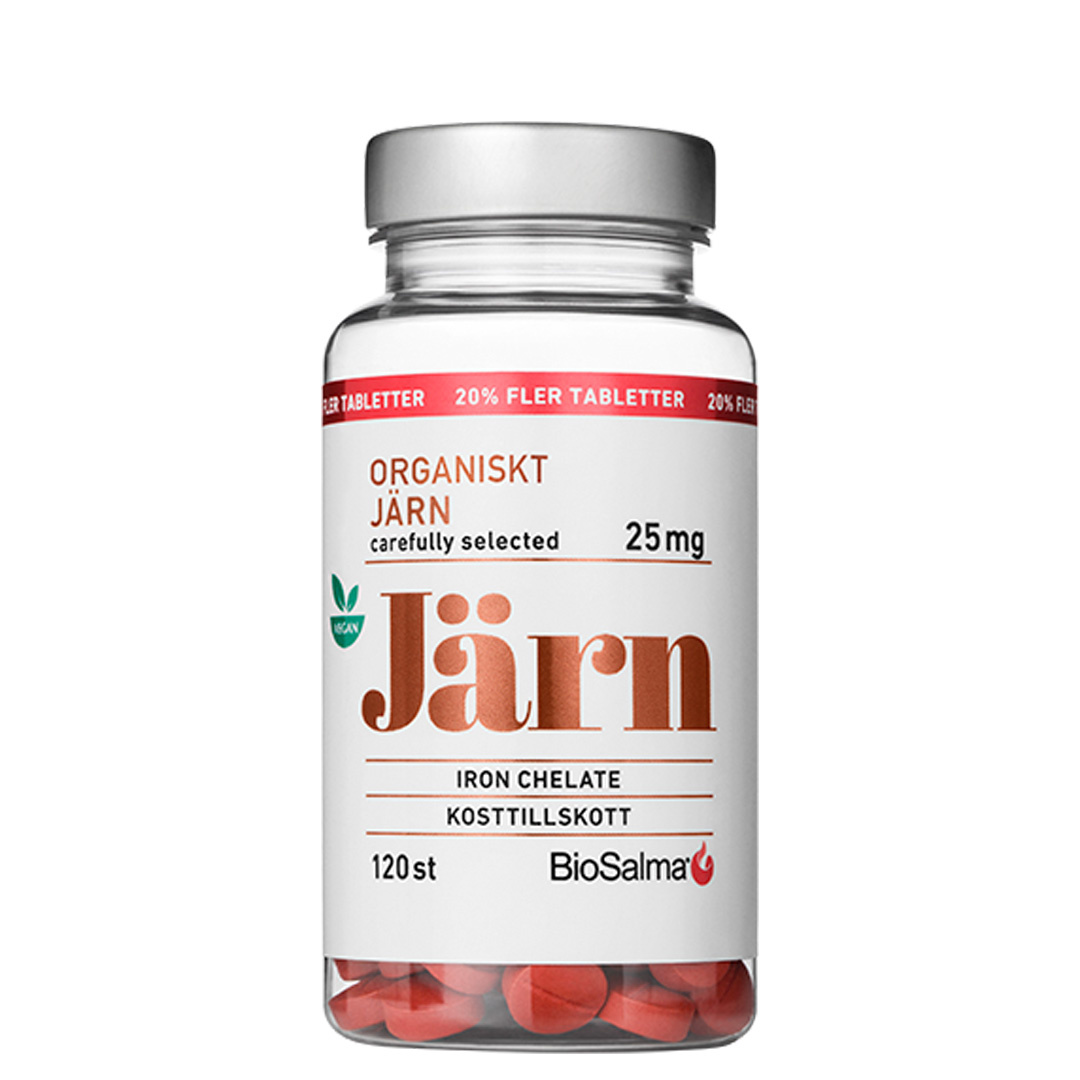 BioSalma Järn 25 mg 120 tabs i gruppen Kosttillskott / Mineraler / Järn hos Proteinbolaget (PB-230845)