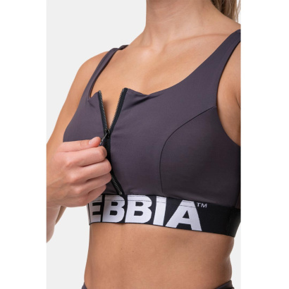 NEBBIA Smart Zip Front Sports Bra Marron