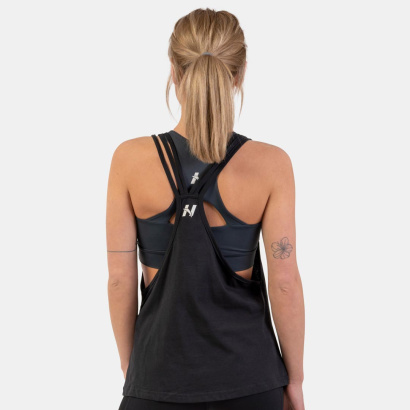 NEBBIA Sleeveless Loose Cross Back Tank Top Feeling Good Black NEBBIA Sleeveless Loose Cross Back Tank Top Feeling Good Black