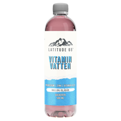 12 x Latitude 65 500 ml Vitaminvatten - Hallon/Blåbär