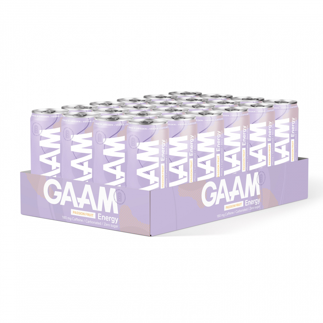 24 x GAAM Energy 330 ml Passion Fruit i gruppen Drycker / Energidryck hos Proteinbolaget (PB-250723)