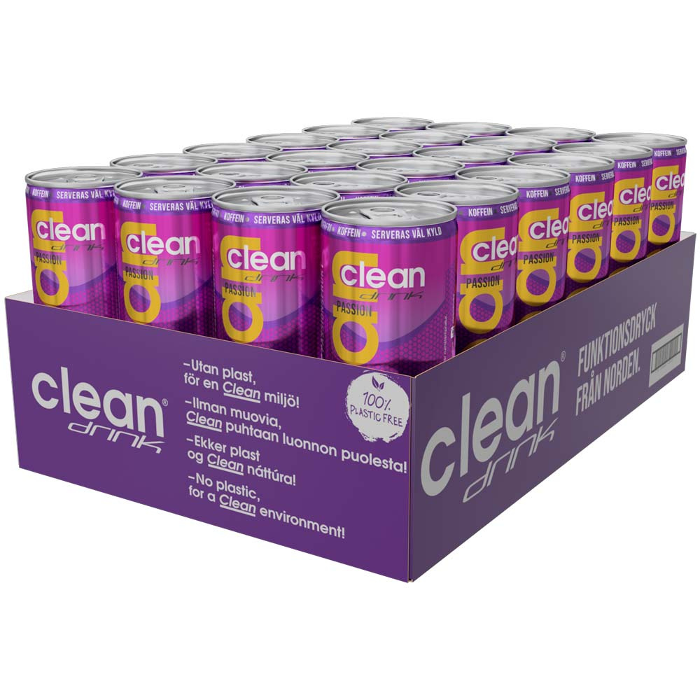 24 x Clean Drink 330 ml Passion i gruppen Drycker / Energidryck hos Proteinbolaget (PB-3735)