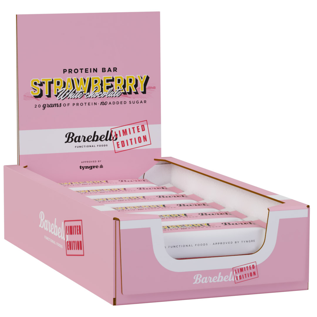 12 x Barebells Protein Bar, 55 g, Strawberry White Chocolate