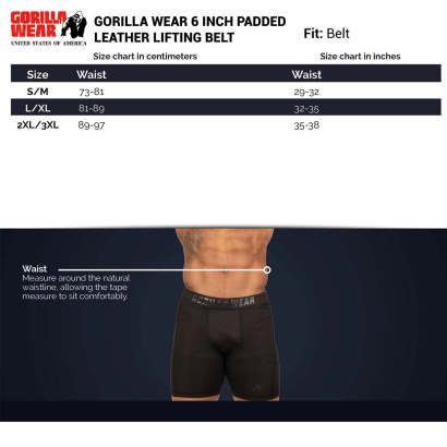 Gorilla Wear 6 Inch Padded Leather Belt Black Gorilla Wear 6 Inch Padded Leather Belt Black