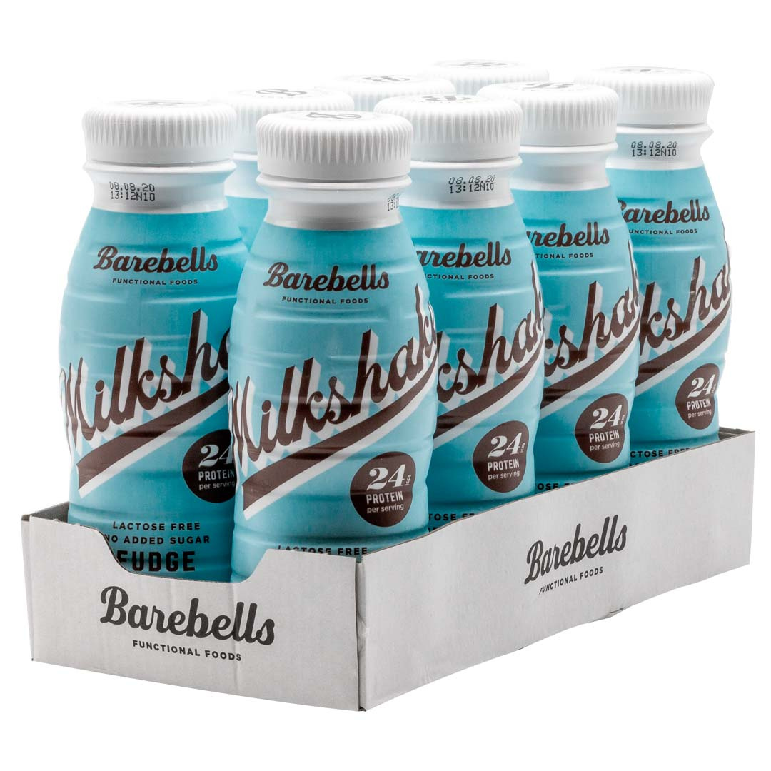 8 x Barebells Milkshake, 330 ml, Fudge Prisgaranti & Fri retur