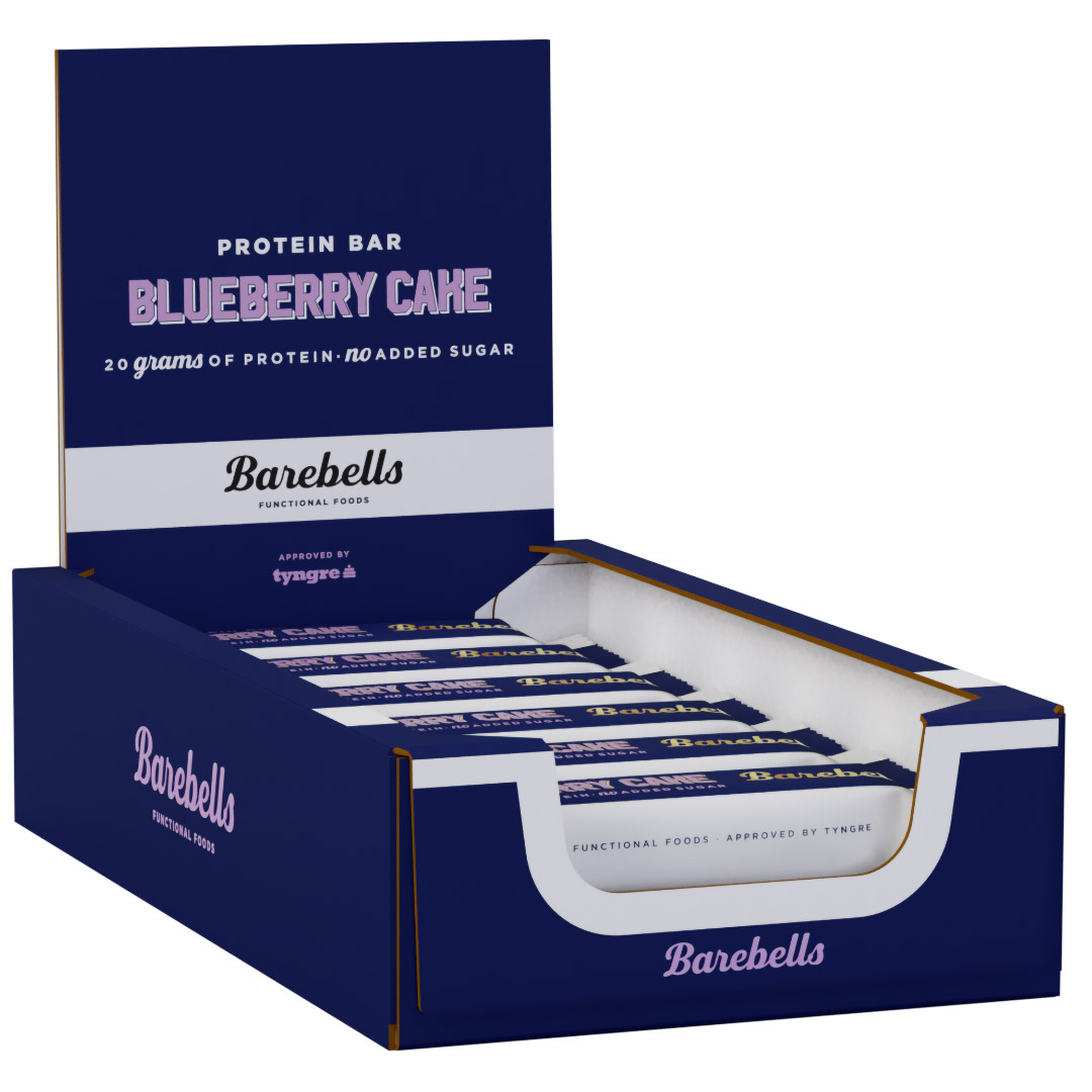 12 x Barebells Protein Bar, 55 g, Blueberry Cake Prisgaranti & Fri