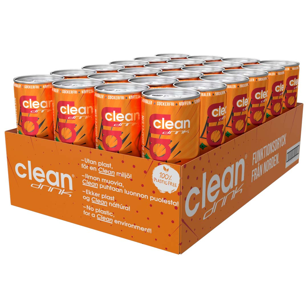 24 x Clean Drink 330 ml Blood Orange i gruppen Drycker / Energidryck hos Proteinbolaget (PB-483)