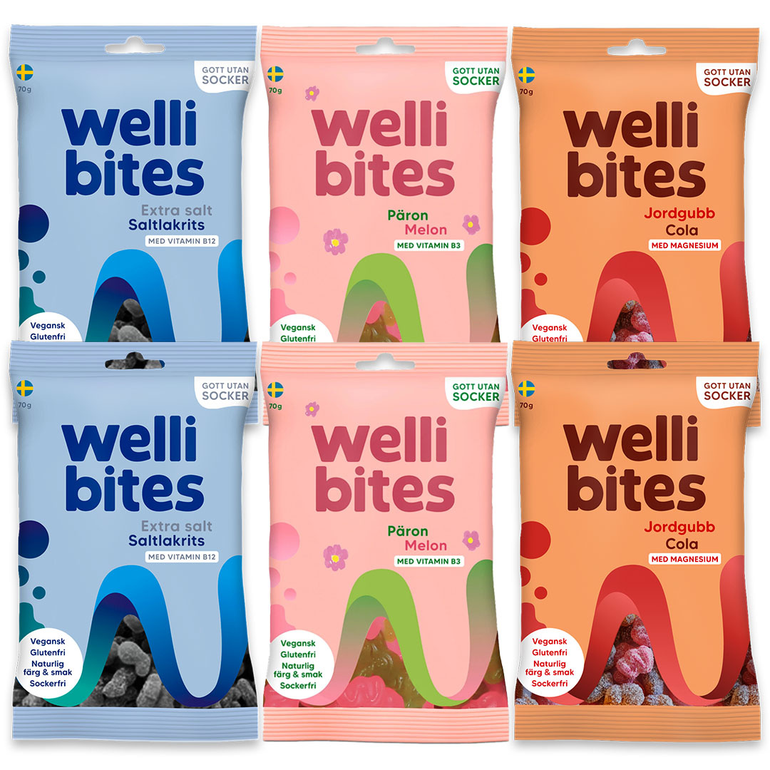 6 x Wellibites Candy 70 g i gruppen Livsmedel / Snacks & godis / Godis hos Proteinbolaget (PB-844811)